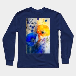 Bright poppies in watercolour Long Sleeve T-Shirt